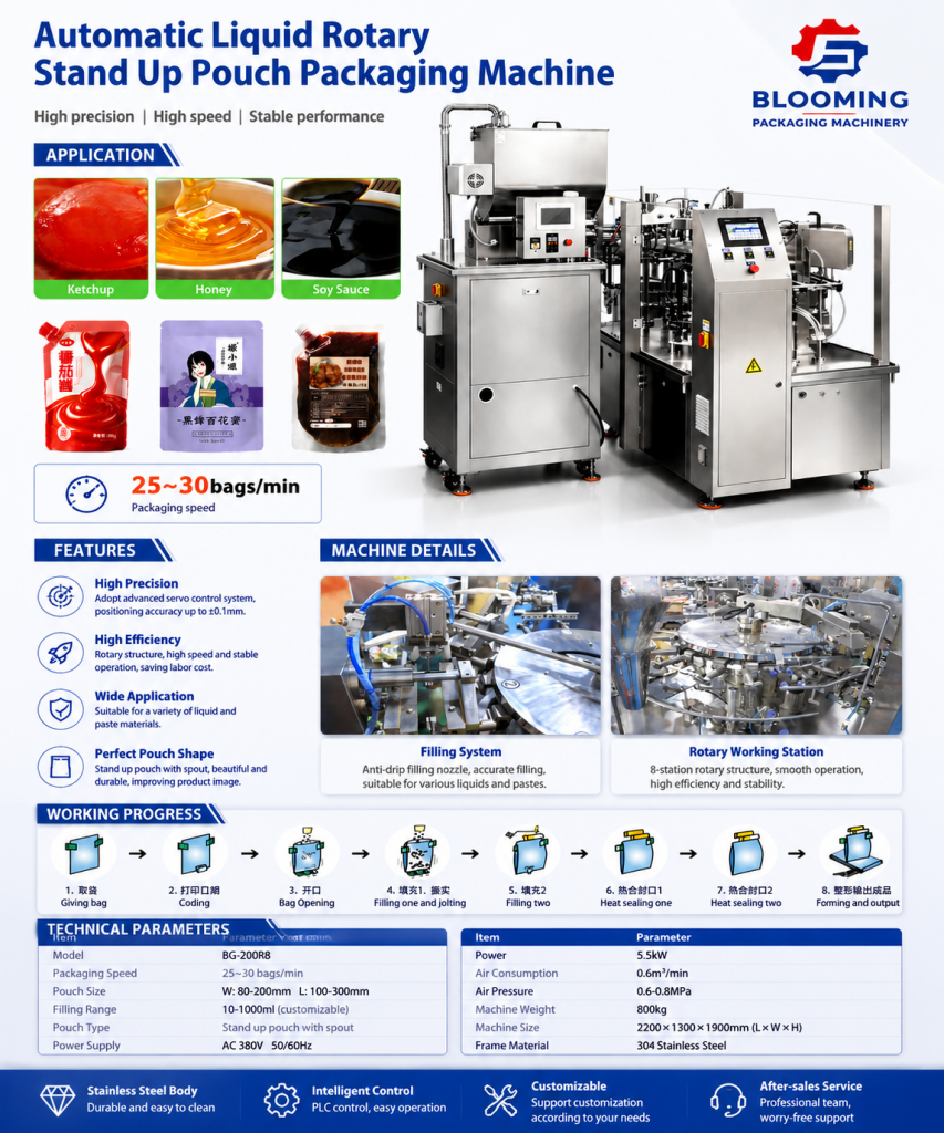Rotary Stand up Pouch Liquid Filling Machine